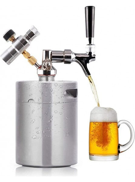 HJUIK beer dispenser Mini Keg Pressurized Beer Keg System Stainless Steel Mini Growler Keg Adjustable Beer Tap Faucet Premium Charger Kit Brewing Color : 3.6L - TAWQH85M