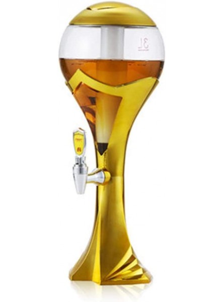 ZoSiP Mini Beer Keg Dispensers Colorful Glowing World Cup Shape Beer Tower Dispenser 1.5L 2L 3L Beer Column with Free LED Lights Color : Gold Size : 2L - VFQZRTHK