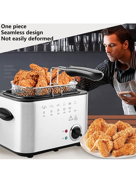 XUETAO 1.5L Deep Fat Fryer with Viewing Window Stainless Steel Deep Fryer Safety Cut Out Non-Slip Easy Clean and Adjustable Temperature Control 1200W Silver - XFGFOEOY