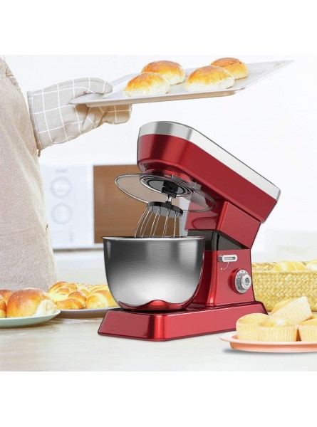 1200W Electric Food Stand Mixer Blender Red for Kitchen Baking Professional Food Processor Mixer Machine with 6.3L Stainless Steel Bowl Attachment Including Dough Hook Flat Beater Whisk - PCQN1JUV