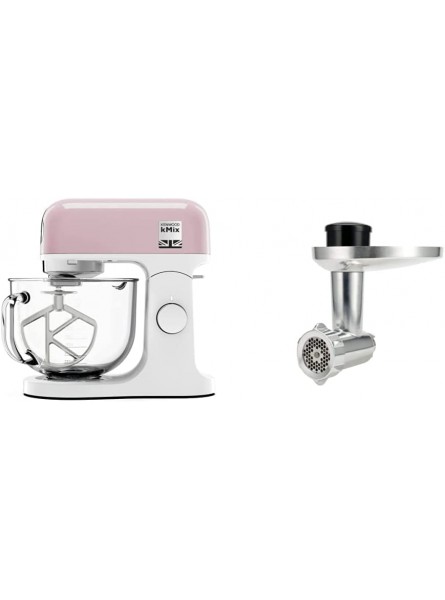 Kenwood kMix Stand Mixer for Baking Stylish Kitchen Mixer with K-beater Dough Hook and Whisk 5L Stainless Steel Bowl Removable Splash Guard 1000 W Pastel Pink & KAX950ME Food Mincer Attachment - AVUDDERB