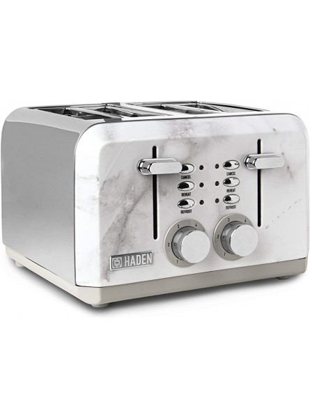 Haden Cotswold Toaster – Electric Stainless-Steel Toaster with Reheat and Defrost Functions Four Slice 2300W Marble CF01 - UUZM37B0