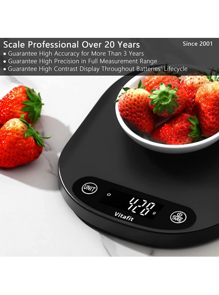 Vitafit 33lb Food Kitchen Scales Digital Grams and Ounces for Cooking Baking,Batteries Included,Black - ATHW0O3X
