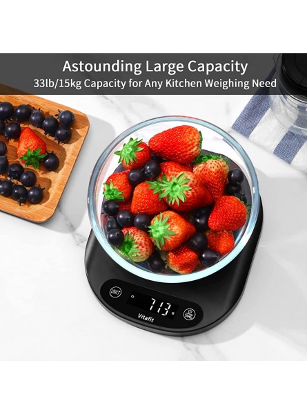 Vitafit 33lb Food Kitchen Scales Digital Grams and Ounces for Cooking Baking,Batteries Included,Black - ATHW0O3X