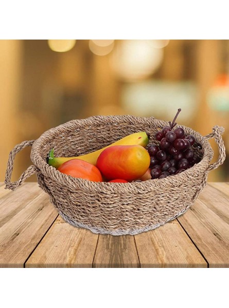 Fruit Basket Retro Style Bread Holder Grass Woven Fruit Basket Food Storage Container Organizer 12.2in - IJGQQ4U2