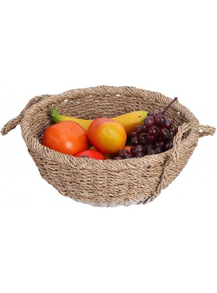 Fruit Basket Retro Style Bread Holder Grass Woven Fruit Basket Food Storage Container Organizer 12.2in - IJGQQ4U2