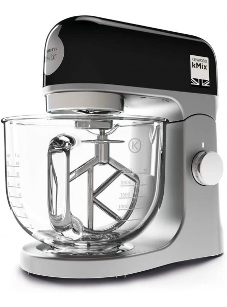 Kenwood 0W20011139 kMix Stand Mixer for Baking Stylish Kitchen Mixer with K-beater Dough Hook and Whisk 5 Litre Glass Bowl Removable Splash Guard 1000 W Black & AX500 Plastic - TFIXIJFK