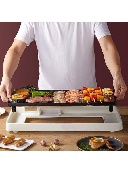 Linjolly Portable Teppanyaki Grills Pan Household Smokeless Electric Grill,for Family Dinners Birthday Parties 6-8 Peoples - HLRREXKQ
