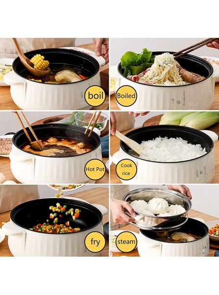 DZX Electric Hot Pot 4 in 1 Multifunction Electric Cooker Skillet Non-Stick Saute Pan Rapid Noodles Cooker with Lid for Cooking Egg Fried Rice Ramen Soup White,with Steamer,20cm - WTXPXRYP